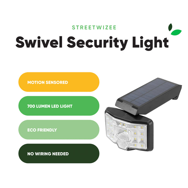 Solar Security Light – Swivel Motion Sensor LED Floodlight