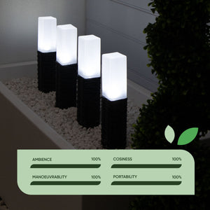 Pack of 4 Solar Stake Lights – Rattan Effect LED Lights