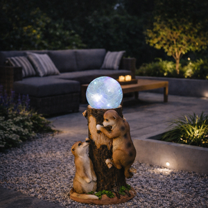 Solar Meerkat Colour Changing Ball Light – LED Crackle Globe Garden Ornament