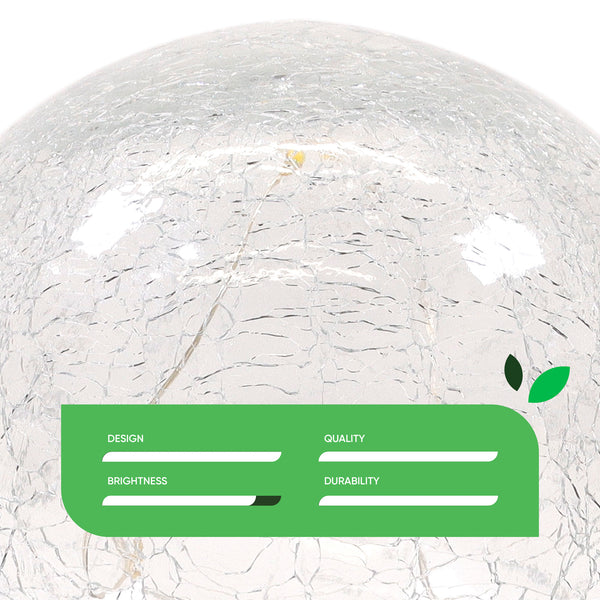 Giant 15cm Solar Crackle Glass Sphere Light – Warm White LED Garden Globe