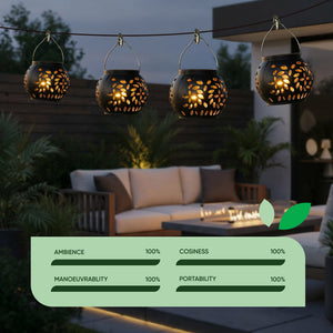 Pack of 4 Hanging Versatile Solar Lanterns – 2-in-1 Tabletop & Hanging LED Garden Lights
