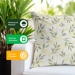 Pair of Outdoor Scatter Cushions - Green/Grey Leaf Design