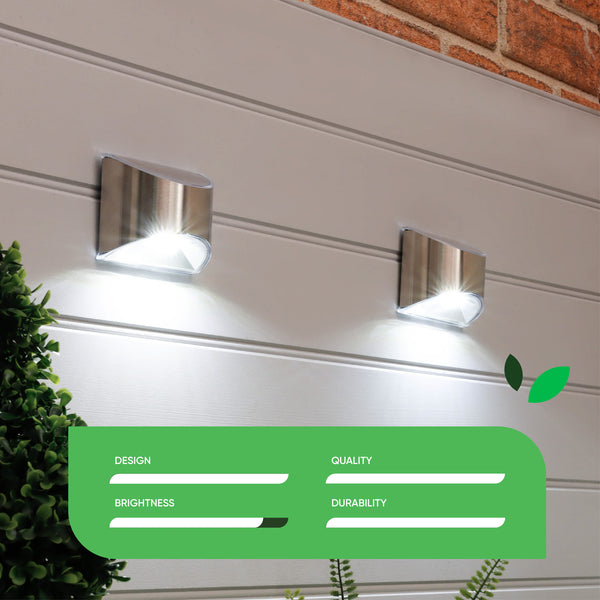 Pack of 2 Solar Fence Lights – Lucent LED Wall Lights