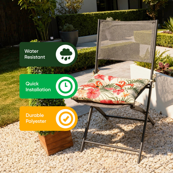Pair of Outdoor Seat Pads - Flamingo Design Chair Cushions