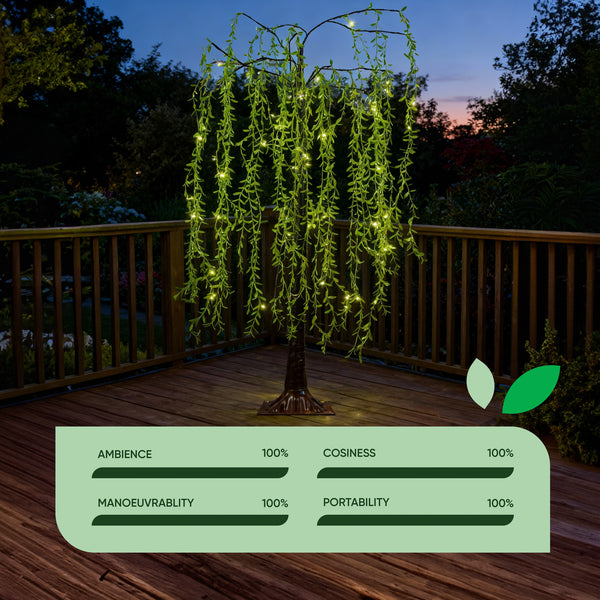 1.5m Grand Willow Tree Solar Lights – 120 Warm White LED Garden Feature Light