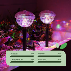 Pack of 2 Solar Disco Stake LED Lights – Colour Changing Garden Lights