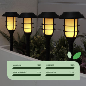 Pack of 4 Solar Stake Lights – Flaming LED Torch Lights