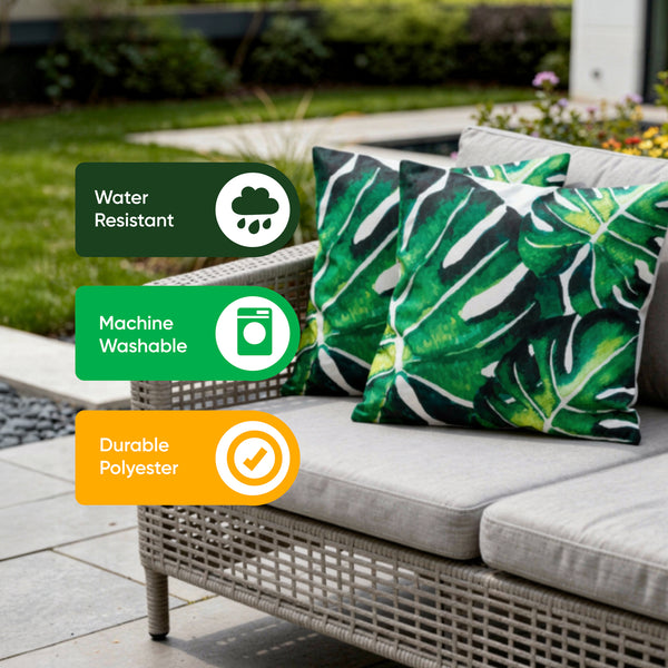 Pair of Outdoor Scatter Cushions – Banana Leaf Design