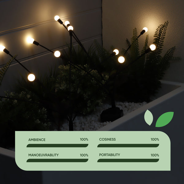 Pack of 2 Solar Firefly Stake Lights – Warm White LED Garden Lights