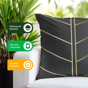 Pair of Outdoor Scatter Cushions – Gold Palm Design