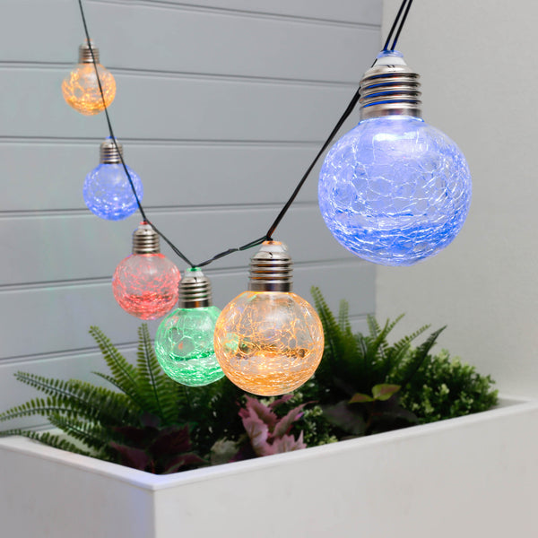 10-Piece Solar Crackle Ball String Lights – Outdoor LED Garden Lights
