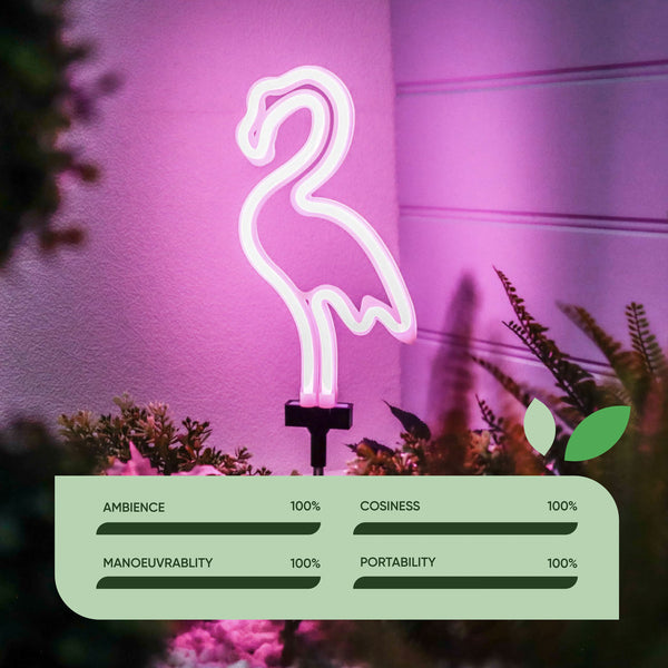 Solar Neon Effect Flamingo Stake Light – Pink LED Garden Light