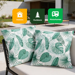 Pair of Outdoor Scatter Cushions – Botanical Leaf Design