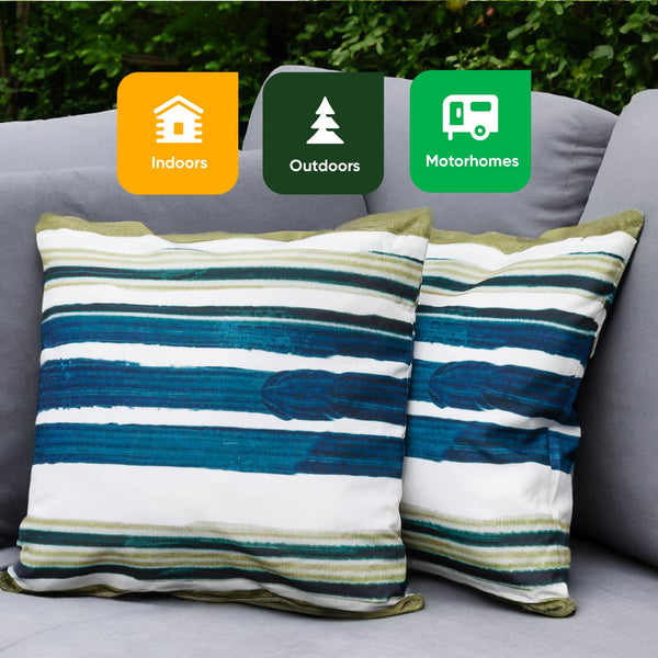 Pair of Outdoor Scatter Cushions – Painted Stripe Design