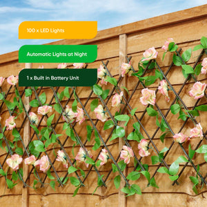 Solar Garden Trellis – Pink Flower Trellis with LED Lights