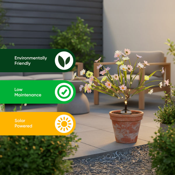 Solar Wild Chrysanthemum Stake Light – Warm White LED Garden Light