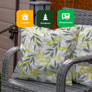 Pair of Outdoor Scatter Cushions - Green/Grey Leaf Design
