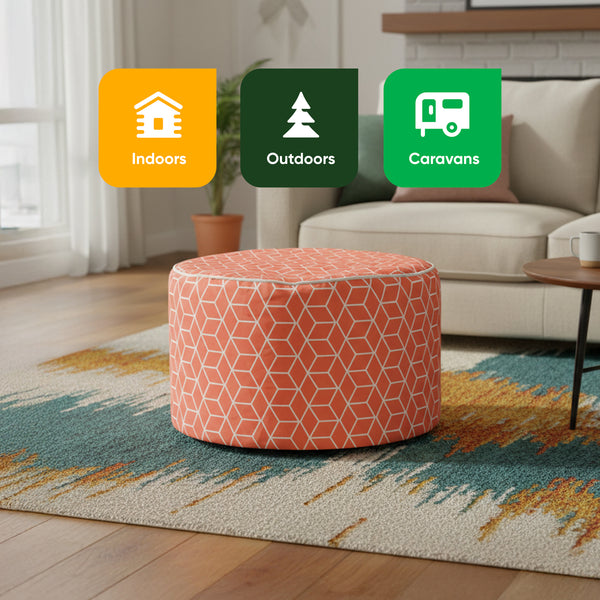 Outdoor Pouf Ottoman – Terracotta Cube Inflatable Footstool