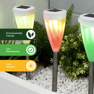 Pack of 4 Colour Changing Solar Stake Lights – Multi-Colour LED Garden Lights