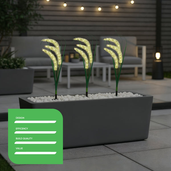 Pack of 3 Solar Setaria Viridis Stake Lights – Decorative Grass Effect LED Garden Lights