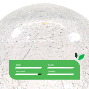 Pack of 2 Solar Crackle Ball LED Lights – Warm White Glass Globe Garden Lights