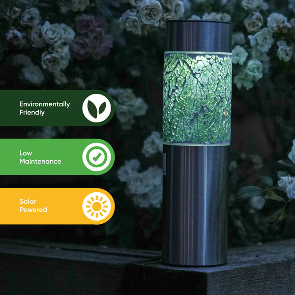 Pack of 4 Solar Mosaic Stake Lights – Warm White LED Garden Lights