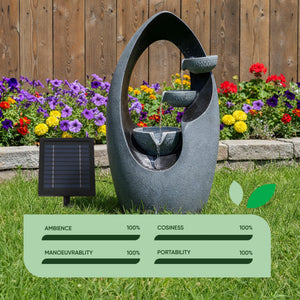 Solar Water Feature – Infinity Loop Fountain with LED Lights & Battery Backup