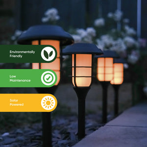 Pack of 4 Solar Stake Lights – Flaming LED Torch Lights