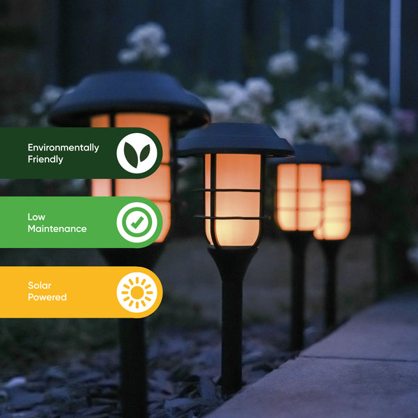 Pack of 4 Solar Stake Lights – Flaming LED Torch Lights