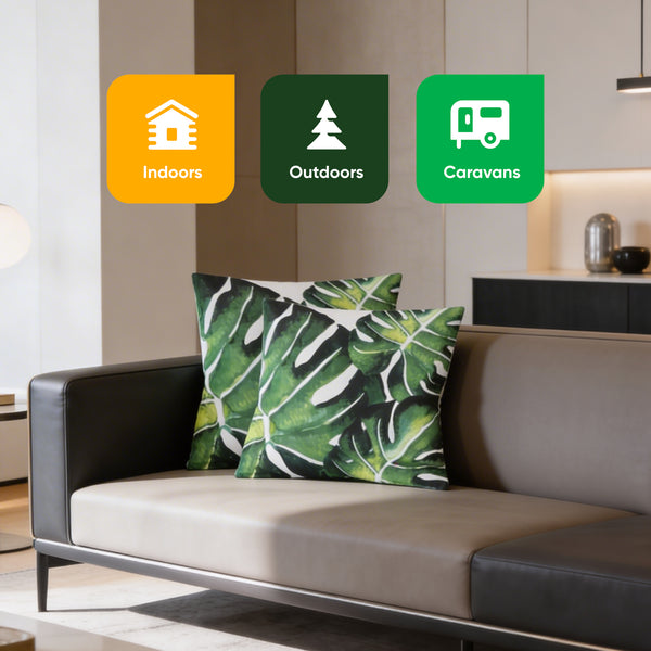 Pair of Outdoor Scatter Cushions – Banana Leaf Design