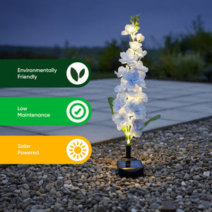 Blue Delphinium Solar Stake Light – 20 Warm White LED Garden Light