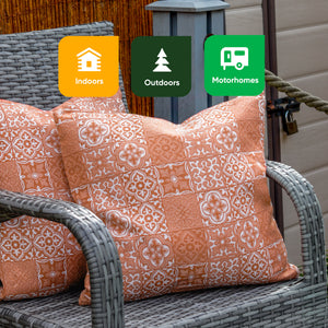 Pair of Outdoor Scatter Cushions – Jacquard Pink Design