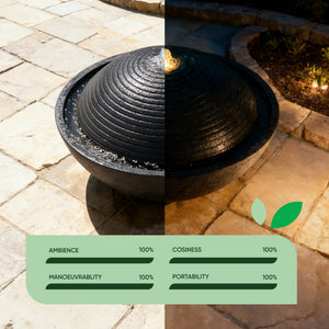 Solar Water Feature – Zen Ripple Dome Fountain with LED Lights & Battery Backup