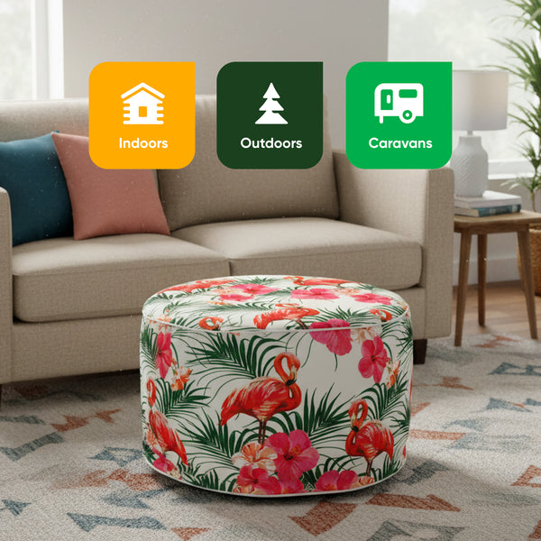 Outdoor Pouf Ottoman - Flamingo Inflatable Footstool