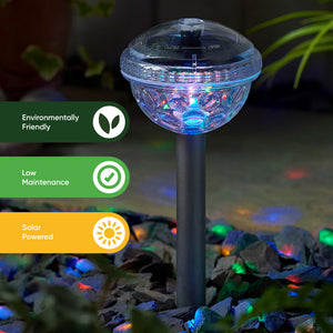 Pack of 2 Solar Disco Stake LED Lights – Colour Changing Garden Lights