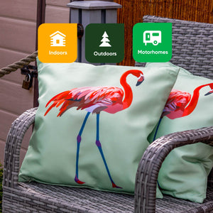 Pair of Outdoor Scatter Cushions – Solo Flamingo Design
