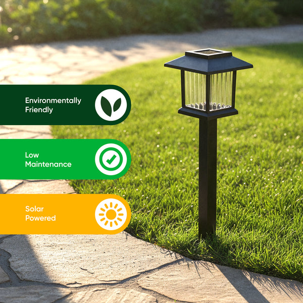 Pack of 6 Illuminated Solar Path Stake Lights – Warm White LED Garden Lights