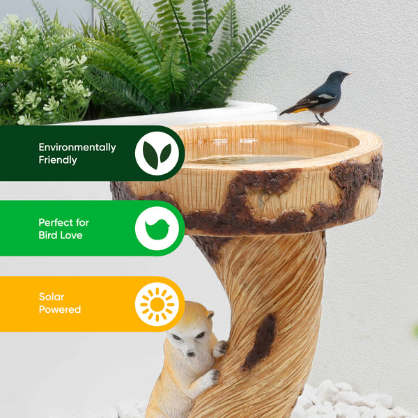 Solar Bird Bath – Meerkat Garden Ornament with LED Light
