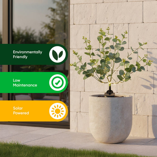 Solar Eucalyptus Tree Stake Light – Warm White LED Garden Light