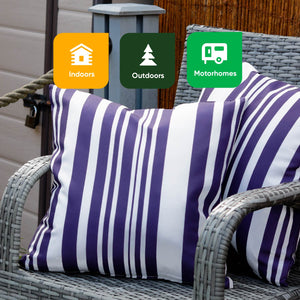 Pair of Outdoor Scatter Cushions – Blue Stripe Design