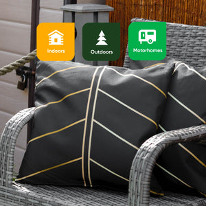 Pair of Outdoor Scatter Cushions – Gold Palm Design