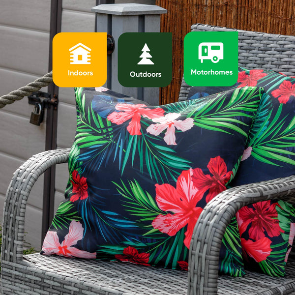 Pair of Outdoor Scatter Cushions – Tropical Leaf Design