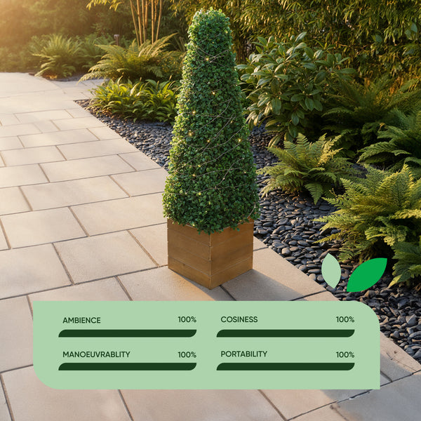 Solar Faux Plant – Obelisk Topiary with 100 LED Lights