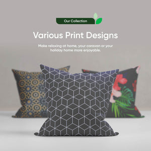 Pair of Outdoor Scatter Cushions – Blue Cube Design