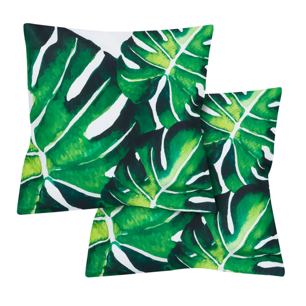 Pair of Outdoor Scatter Cushions – Banana Leaf Design