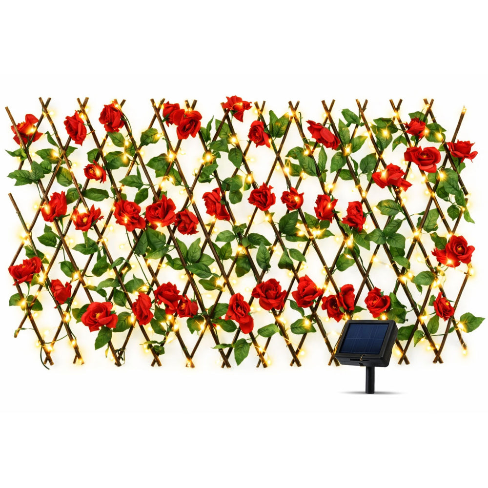 Solar Garden Trellis – Red Flower Trellis with LED Lights