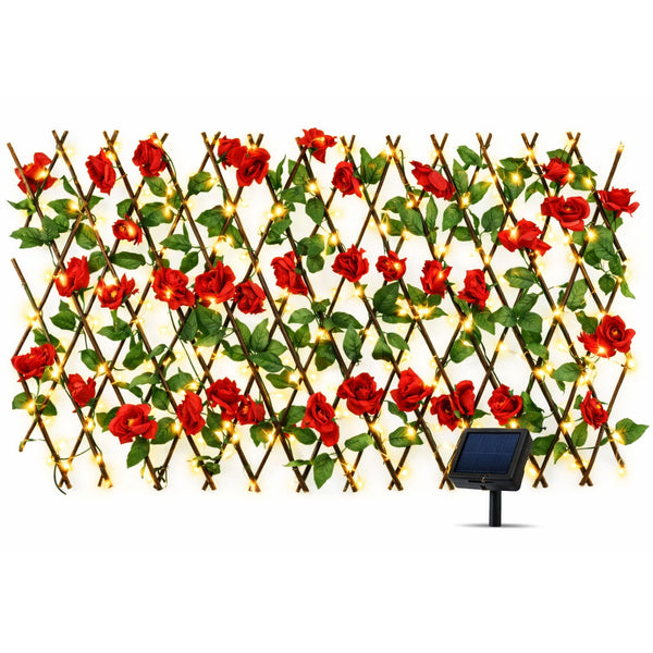 Solar Garden Trellis – Red Flower Trellis with LED Lights