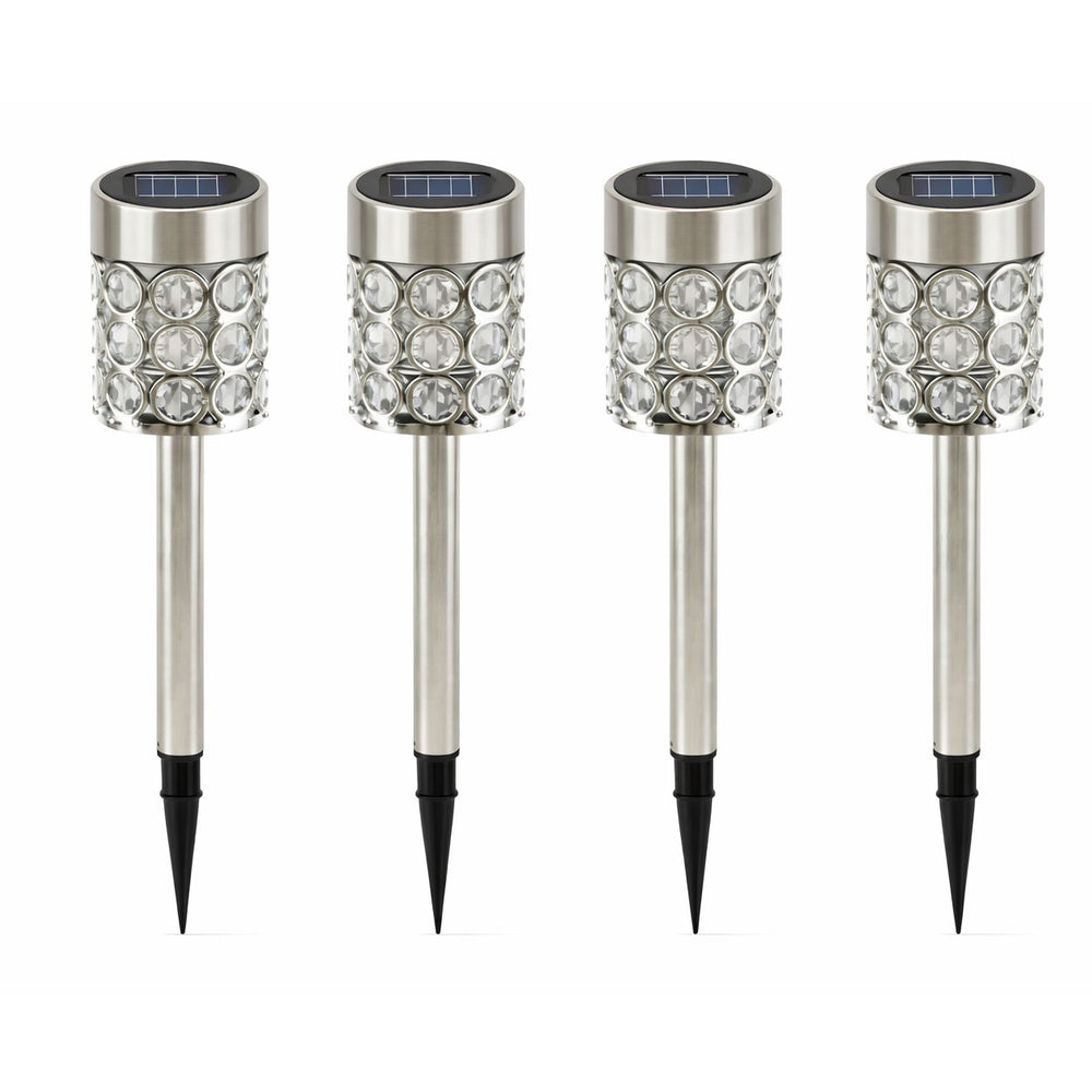 Pack of 4 Solar Crystal Stake Lights – Colour Changing LED Garden Lights