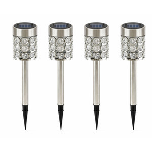 Pack of 4 Solar Crystal Stake Lights – Colour Changing LED Garden Lights