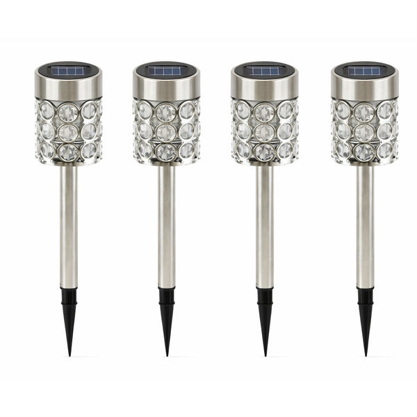 Pack of 4 Solar Crystal Stake Lights – Colour Changing LED Garden Lights